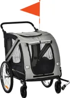 PawHut príves pre psa 2 v 1 a kočík pre psa, príves pre psa, príves pre bicykel, kočík pre psa s odrazkami pre stredne veľké psy do 20 kg, látka Oxford, sivá