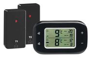 Digitales Kühlschrank & Gefrierschrank Funk-Thermometer Min Max 2 Funk-Sensoren Kühlschrankthermometer mit Alarm schwarz