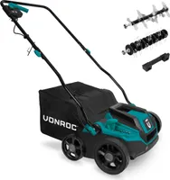 VONROC Vertikutierer Rasenlüfter – 1300W – Schnittbreite 320 mm – 4 Schnitttiefeneinstellungen (12/9/6/3 mm) – Inkl. 35-Liter-Grasfangbehälter