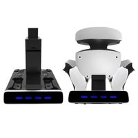 5 in 1 PSVR2 Ladestation Ständer für Playstation VR2 und PS5 Controller Ladestation mit VR Headset Display Ständer, 4 Controller Ladestation und LED Anzeigen,PS VR2 Wireless Controller, VR Zubehör-schwarz