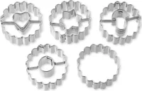 Dr. Oetker 5er Mini-Linzer Ausstecher-Set, Ausstechformen für Weihnachten, Ausstecher für Plätzchen, Kekse und Fondant, vielfältige Motive, Menge: 1 x 5er Set