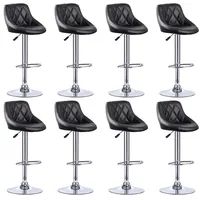 Barhocker 8er Set Drehbare Barstuhl Küchenhocker aus Kunstleder Höhenverstellbar Schwarz