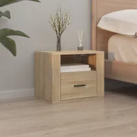 vidaXL Wand Nachttisch Sonoma Eiche 50x36x40 cm - Wand-Nachttisch - Wand-Nachttische - Schwebender Nachttisch - Wand-Nachtschrank