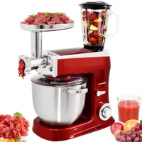 Syntrox Germany 7.5L Küchenmaschine Wasas mit 1500W, Fleischwolf, Mixer & Teigknetmaschine – Multifunktional, 6 Geschwindigkeitsstufen (Rot)
