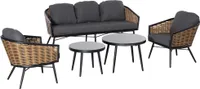 Outsunny 5-częściowy zestaw mebli ogrodowych z polirattanu stolik z poduszkami sofa aluminium