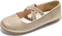 DREAM PAIRS Mädchen Mary Jane Strap Flache Schuhe Ballerinas Prinzessin Schuhe Flache Schulschuhe Gold 33.5 Angie-2