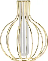 7-Zoll-Geometrische Glasblumenvase mit Metallrahmen für Heimtextilien, Roségold / Groß