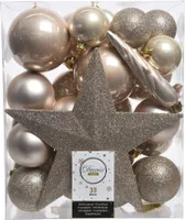Kaemingk Weihnachtskugeln bruchfest, perle 33 Kugeln + Stern
