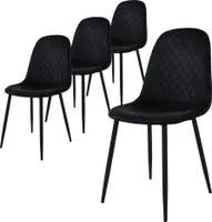 ML-Design 4er Set Esszimmerstuhl mit Rückenlehne, Schwarz, aus Samt