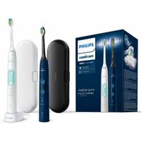 Philips Sonicare HX6851/34 ProtectiveClean 5100 elektrische Schallzahnbürste, Doppelpack, Reiseetuis, Weiß/Blau