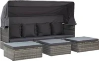 vidaXL Garten-Sonneninsel mit Dach Grautöne Poly Rattan