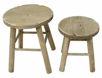 Holzhocker 'Rund', 2er Set Hocker Sitzhocker Fußhocker Wohnzimmerdeko Flur