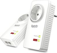 AVM FRITZ!Powerline 1220E Set International - Powerline Netzwerk Adapter/Extender, PLC, Kompatibel HomePlug AV2, IEEE P1901, 1200 Mbps, 2 Gigabit LAN Ports, integrierter Stromanschluss