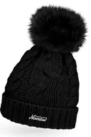 Warme Strickmütze Damen Wintermütze Bommelmütze Zopfmuster gefüttert mit Bommel Neverless®  unisize