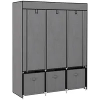 Faltbar Stoffschrank,Garderobe,Faltschrank mit Reißverschluss,Stoffschrank aus Vlies,3 Schubladen, 125cmx43cmx162,5 cm