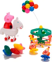 Peppa Pig Kuchen Dekorations Set aus Kunststoff Peppa Pig im Pferd, Karusell, Ballons, Clowns