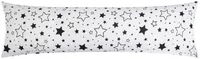 Baumwoll Renforcé Seitenschläferkissen Bezug 40x145cm - Große und kleine Sterne in schwarz - 100% Baumwolle Stillkissenbezug (KY-376-9)