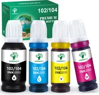 350ml Inhalt Tinte 104 Tintenflasche Kompatibel für Epson 104 102 Epson Ecotank ET-2710 ET-2711 ET-2712 ET-2714 ET-2715 ET-2720 ET-2726 ET-4700, ET-2710 Unlimited ET-4700 (4er-pack)