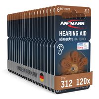 ANSMANN Typ 312 Hörgerätebatterien Braun 120 Stück - P312 ZL3 PR41
