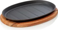 LAVA emaillierte Brat- Servierpfanne 28 x 18 x 2 cm mit Holzuntersetzer