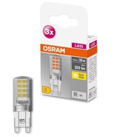 OSRAM BASE LED Lampe PIN, Pinlampe mit G9 Sockel, 2,60W, Ersatz für 30W-Glühbirne, Warmweiss (2700K), 3er-Pack