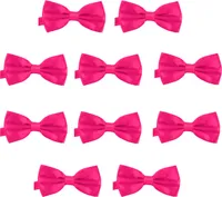 10er Set DonDon Herren Fliege 12 x 6 cm gebunden und längenverstellbar pink