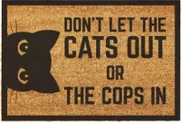 Giftstory Fußmatte Kokos CATS & COPS  -Geschenk -Fussmatten Haustür - Willkommen Doormat - Lustig Türmatte - Größe: 60x40 cm