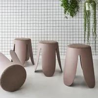 sweeek - 4er Set stapelbare Hocker, strukturierter Bouclébezug - Braun