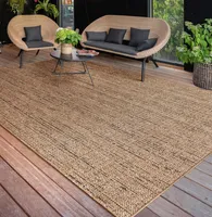Outdoor Teppich wetterfest Modern Flachgewebe, Jute-Optik für Terrasse & Balkon Grösse 80x150 cm