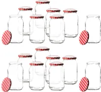 BigDean 18er Set Marmeladengläser 948ml mit einem rot, weiß  karierten Deckel - Einmachgläser