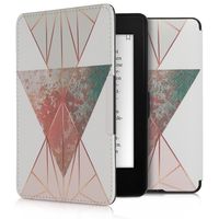 kwmobile Klapphülle kompatibel mit Amazon Kindle Paperwhite Hülle - eReader Case (für Modelle bis 2017) - Glory Dreieck Beige Rosegold Weiß
