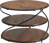 WOHNLING Couchtisch Massivholz 58x58x40,5cm Sofatisch Rund Wohnzimmertisch Tisch