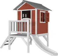 AXI Spielhaus Beach Lodge XL in Rot mit Rutsche in Weiß | Stelzenhaus aus  Holz für Kinder | Kleiner Spielturm für den Garten