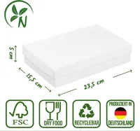 Faltschachtel 15,5 x 23,5 x 5,0 cm, Weiß, mit Deckel, Premiumkarton - 10er Set