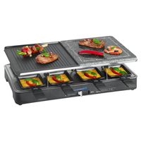 Clatronic®️ Raclette mit heißem Stein & Wendegussplatte | Grill mit Naturgrillstein | 8 Personen | mit regelbarem Thermostat | RG 3518