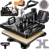 VEVOR  6 in 1 Transferpresse 38 x 29 cm Heißpresse Maschine 1000 W T-shirt Hitzepresse Maschine Presse Maschine DIY Heat Press Schwarz  mit Digitaler LED-Temperatur- und Zeitcontroller