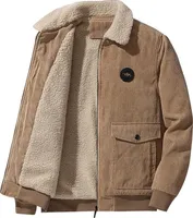 Winterjacke, Herren Gefütterte Cordjacke, Warmer Wintermantel mit Klappkragen, Herren, schwarz, 5XL