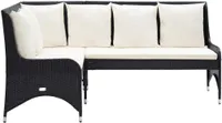 vidaXL Garten-Ecksofa 2-tlg. Poly Rattan Schwarz