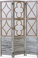 Homestyle4u 1859, Paravent Raumteiler 3 teilig, Holz, Weiß Vintage Design