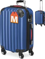 MONZANA® Koffer Handgepäck ABS Hard Case 4 Rollen Teleskopgriff Zahlenschloss Kantenschutz Reisekoffer Hartschalenkoffer Rollkoffer Trolley Navy M