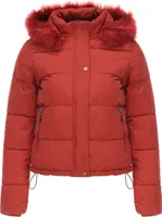 ASKSA Damen Daunenjacke Kurz Wintermantel Langarm Warm Gesteppte Outdoor Winterjacke, Rot, L