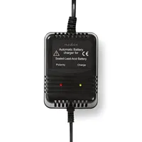 Nedis Blei-Säure-Batterie-Ladegerät - 2.3 / 6.9 / 13.8 V DC - 0.6 A - Ladeerhaltung - Euro / Typ C (CEE 7/16) - Batterieklemmen - Batterietyp – Energie: AGM / Blei-Akku / Gel / SLA / VRLA - Schwarz