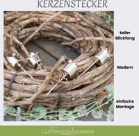 Kerzenhalter silber 4er Set, Baumkerzen-Halter, Adventskranz Kerzenhalter