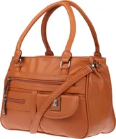 Große Damen Tasche Schultertasche Umhängetasche Henkeltasche Leder Optik Bag Braun