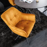 Design Stuhl LOFT senfgelb Samt drehbar Metallgestell schwarz mit Armlehne