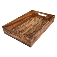 Tablett Serviertablett mit 2 Griffe "My Home" 42 x 27 x 7 cm, aus Olivenholz