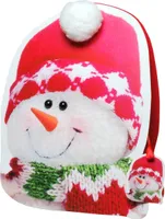Geschenktasche Weihnachten Schneemann mit echter Bommmel 32 x 25 cm