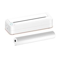 A4 Papierdrucker Drahtloser Bluetooth-Thermodrucker für mobile Büros, unterstuetzt mobile Fotodrucker, 210 mm Fotodrucker Thermotransferdrucker mit 1 Rolle Thermopapier Kompatibel mit Android iOS, Weiß