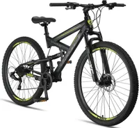 Licorne Bike Strong 2D Premium Mountainbike Shimano,Farbe:Schwarz/Lime;Zoll:29.00