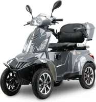Elektrický skútr pro seniory BILI BIKE SHINO QUADRO GEL se silničním průkazem, čtyřkolka, 1000 W, 60V 20Ah baterie, 25 km/h, stříbrná barva